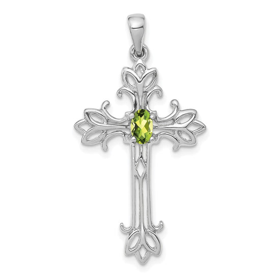 Oval Gemstone Cross Pendants
