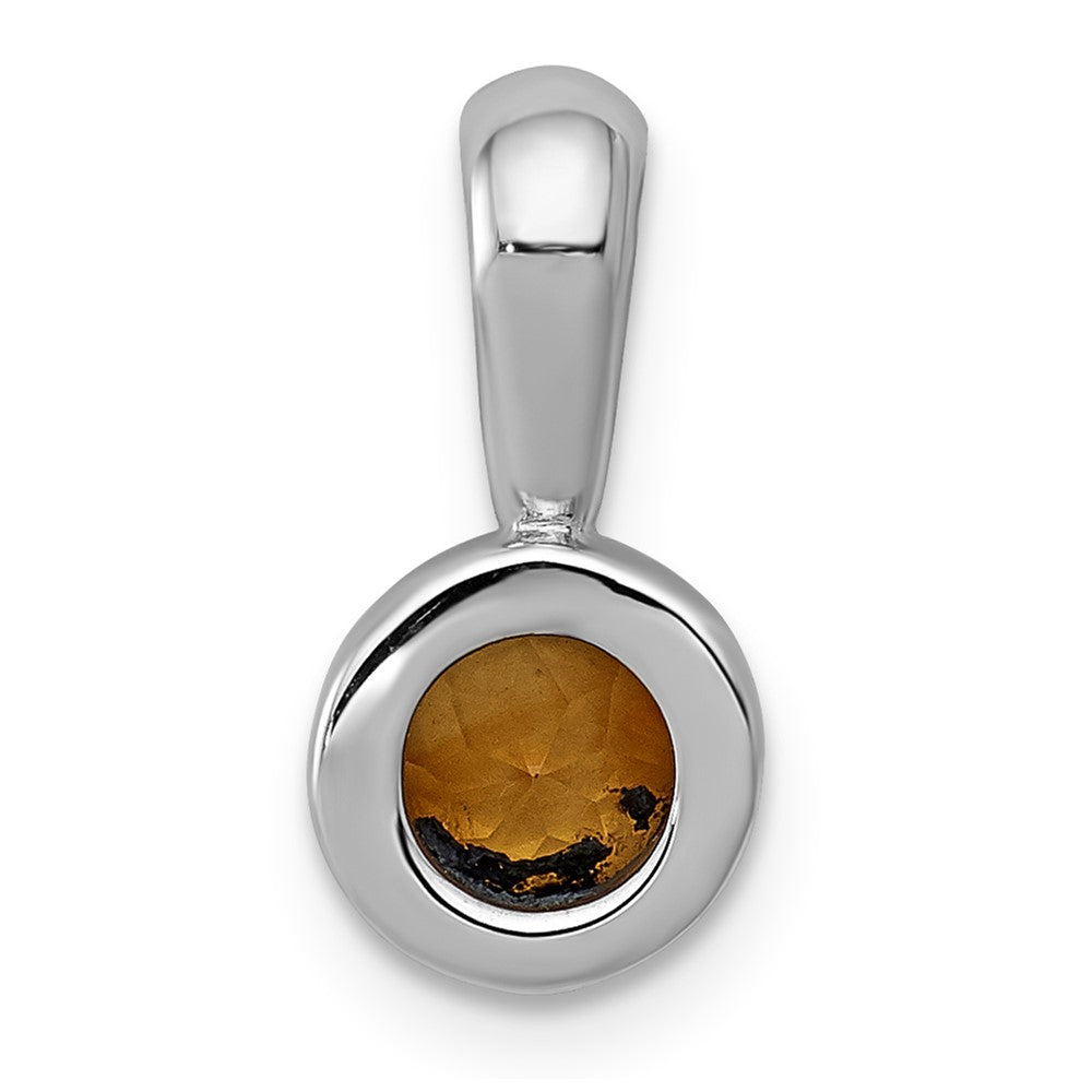 14k White Gold Bezel-set 5mm Round Citrine Pendant