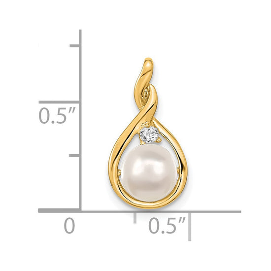Gold Polished Diamond and Pearl Pendants