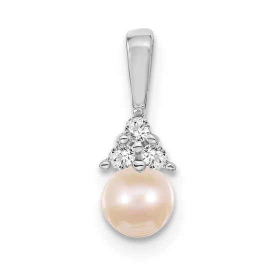 Gold Polished Diamond and Pearl Pendants