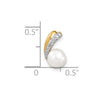 14k 6-7mm White Round Freshwater Cultured Pearl and Diamond Pendant