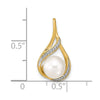 14k 7-8mm White Round Freshwater Cultured Pearl and Diamond Pendant