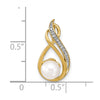 14k 6-7mm White Round Freshwater Cultured Pearl and Diamond Pendant
