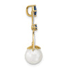14k 8-9mm Round White Freshwater Cultured Pearl/Lab Created Sapphire/Diamond Chain Slide