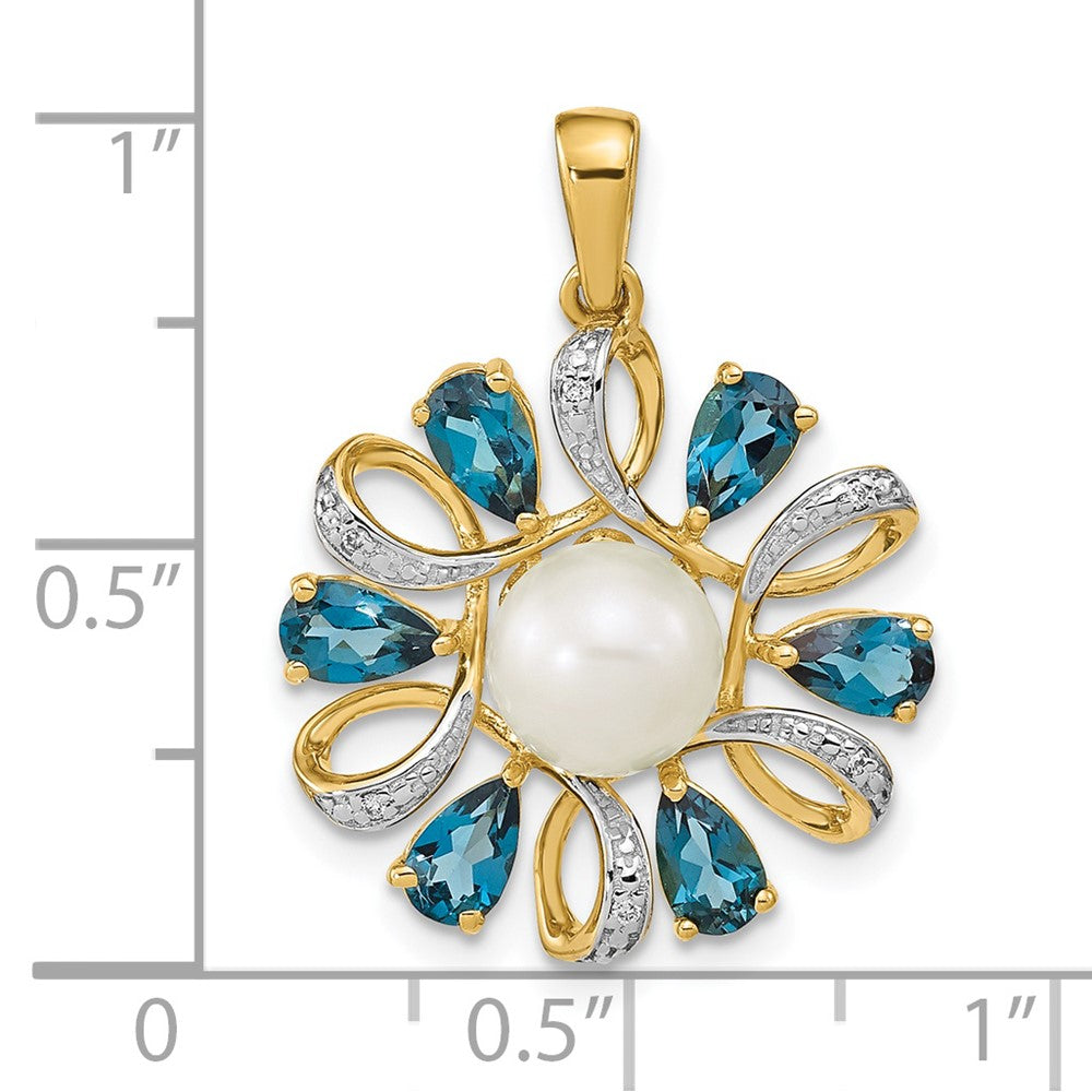 Gold Polished Gemstone and Pearl Pendants