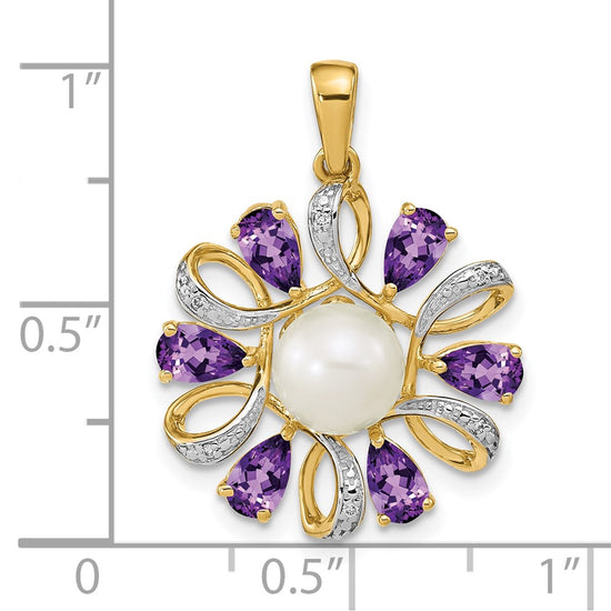 Gold Polished Gemstone and Pearl Pendants