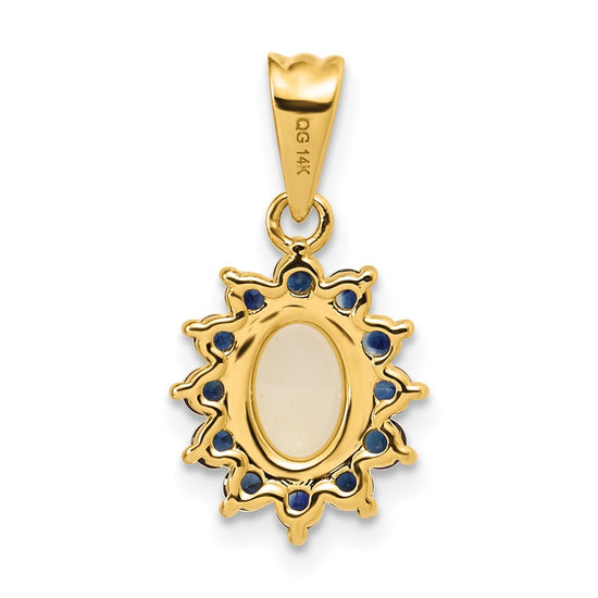 14k Genuine Opal and Sapphire Halo Pendant