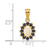 14k Genuine Opal and Sapphire Halo Pendant
