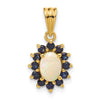 14k Genuine Opal and Sapphire Halo Pendant