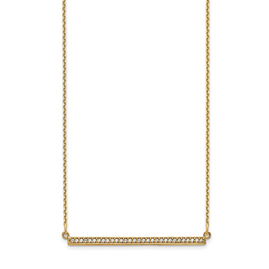14k Polished 1/8 carat Diamond Bar 18 inch Necklace