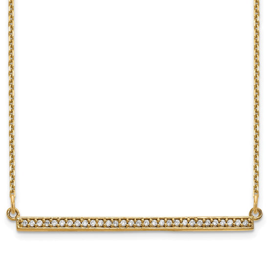 14k Polished 1/8 carat Diamond Bar 18 inch Necklace