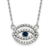 14k White Gold 1/4 carat Diamond and Sapphire Evil Eye 18 inch Necklace