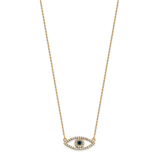 Gold Diamond and Sapphire Evil Eye Necklace