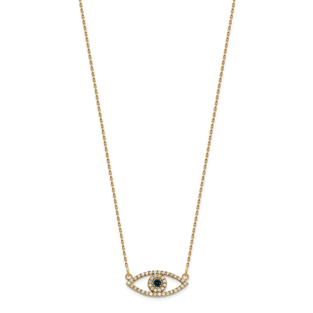 Gold Diamond and Sapphire Evil Eye Necklace