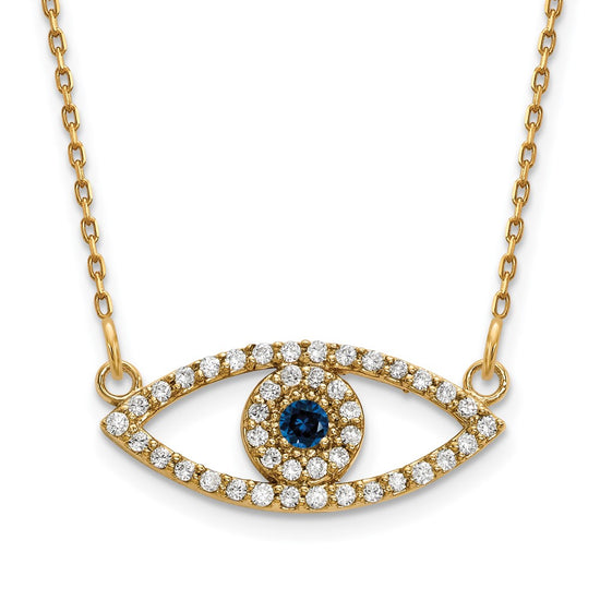 Gold Diamond and Sapphire Evil Eye Necklace