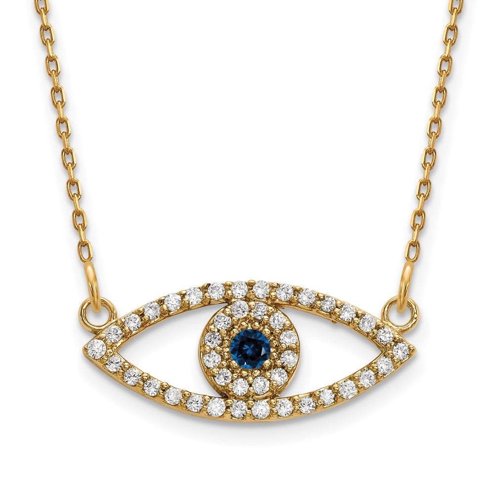 Gold Diamond and Sapphire Evil Eye Necklace