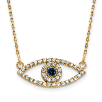 Gold Diamond and Sapphire Evil Eye Necklace