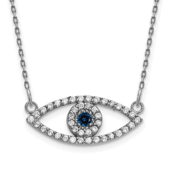 Gold Diamond and Sapphire Evil Eye Necklace
