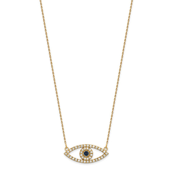 Gold Diamond and Sapphire Evil Eye Necklace
