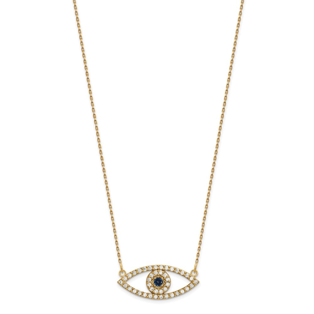 Gold Diamond and Sapphire Evil Eye Necklace