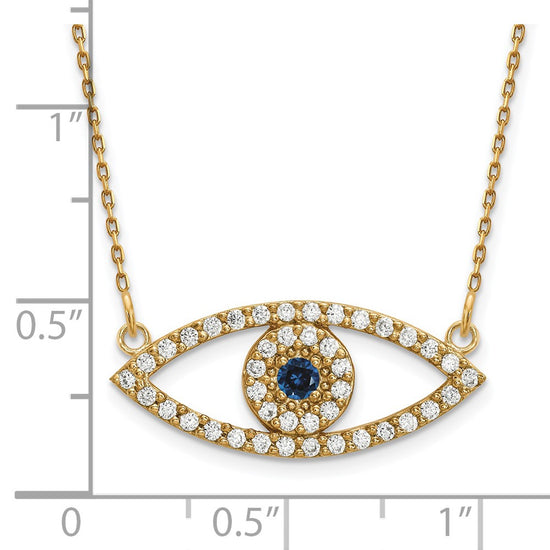 Gold Diamond and Sapphire Evil Eye Necklace