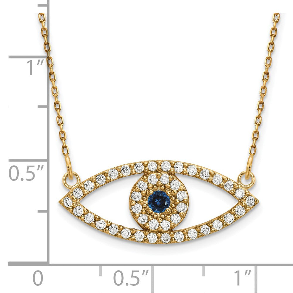 Gold Diamond and Sapphire Evil Eye Necklace