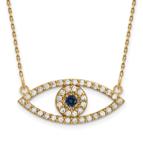 Gold Diamond and Sapphire Evil Eye Necklace
