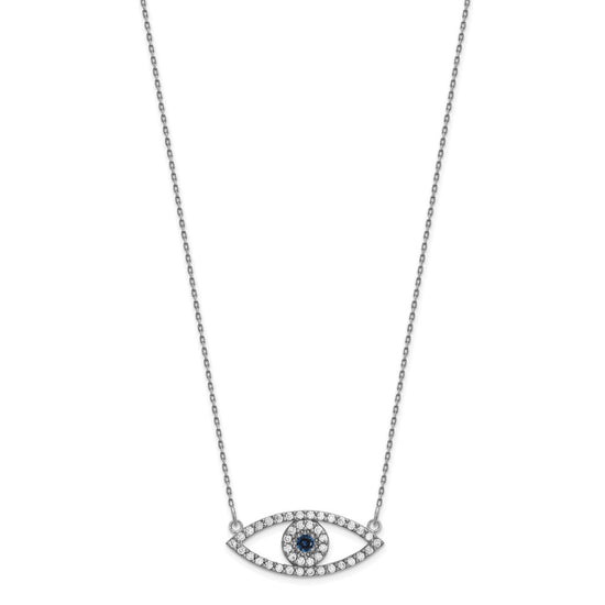 Gold Diamond and Sapphire Evil Eye Necklace