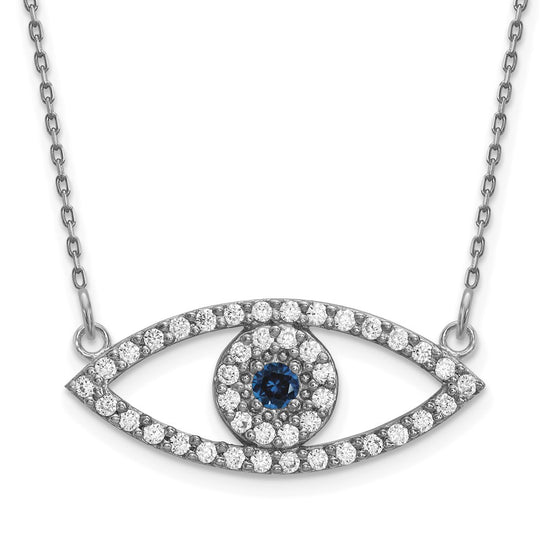 Gold Diamond and Sapphire Evil Eye Necklace