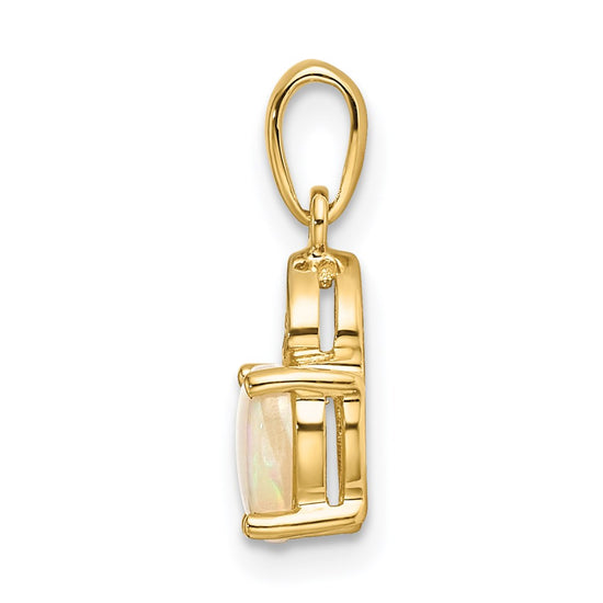 14k and Rhodium Genuine Opal Heart with Diamond Accent Pendant