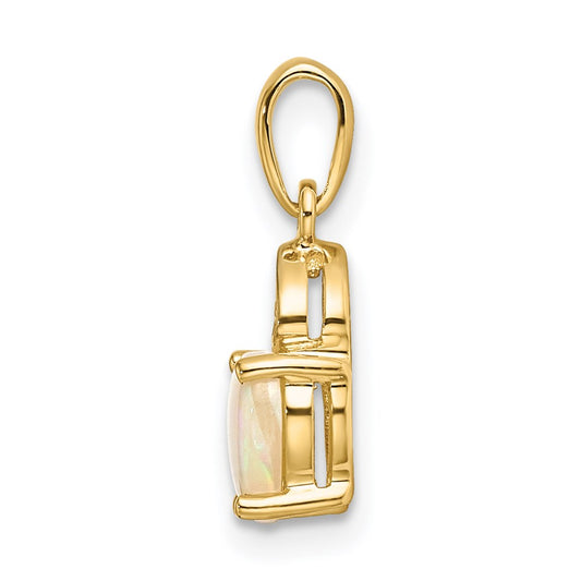 14k and Rhodium Genuine Opal Heart with Diamond Accent Pendant