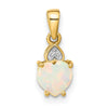 14k and Rhodium Genuine Opal Heart with Diamond Accent Pendant