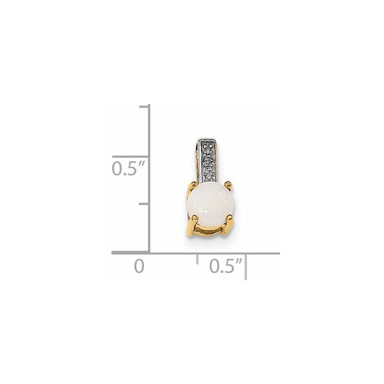 14k Round Opal and Diamond Slide Fits up to 4mm Fancy Omega Only