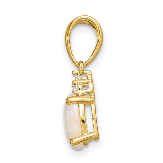 14k Austrian Opal and Diamond Pendant