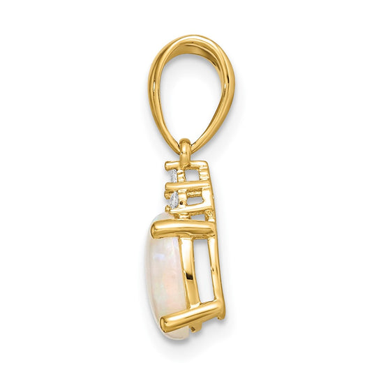 14k Austrian Opal and Diamond Pendant