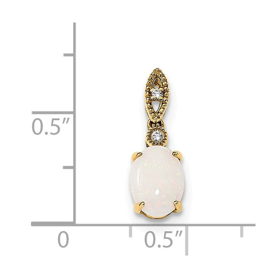 14k Austrian Opal and Diamond Pendant