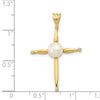 14k 6-7mm White Button Freshwater Cultured Pearl and .02 Carat Diamond Cross Pendant