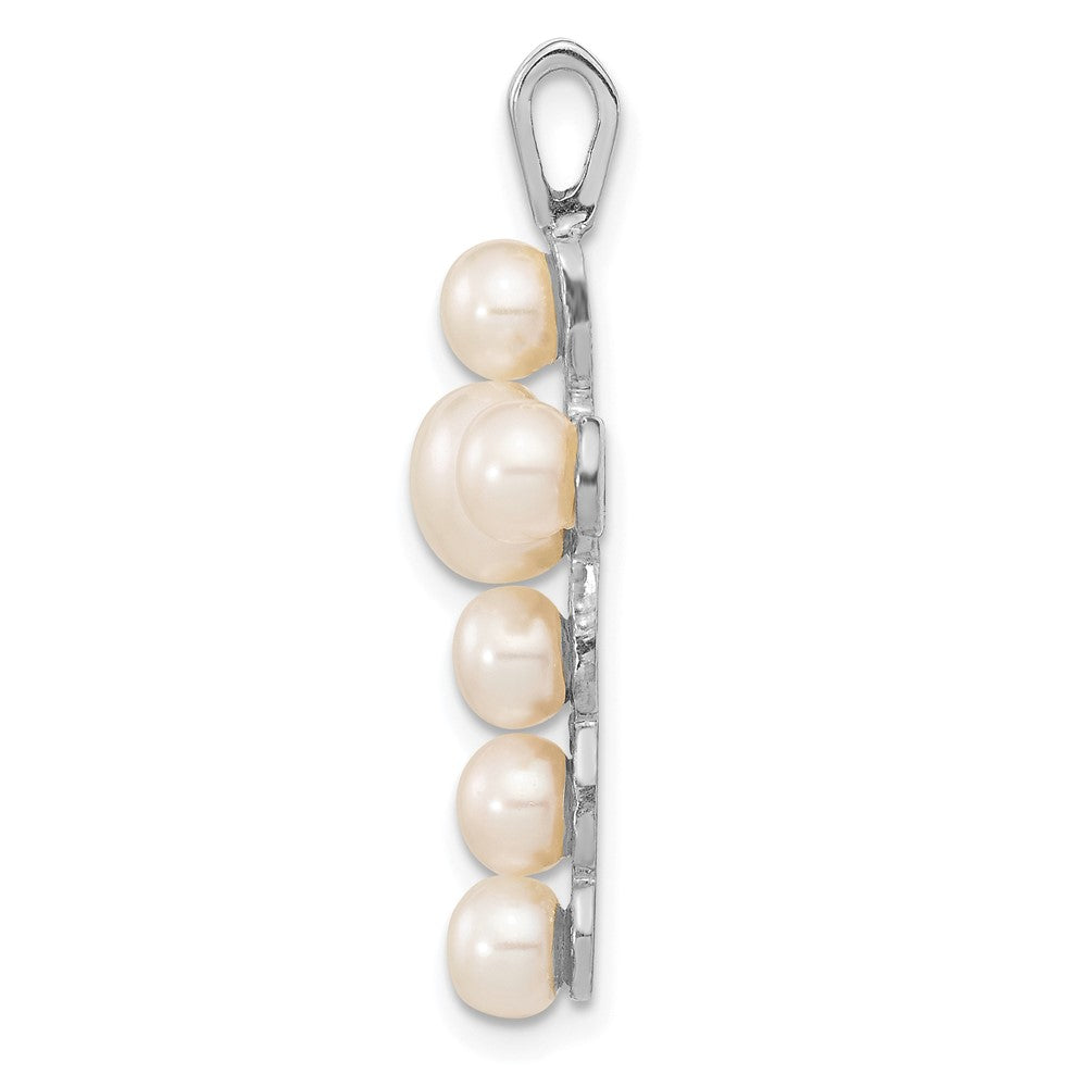 14KW 4-5mm and 5-6mm White Button FWC Pearl Cross Pendant