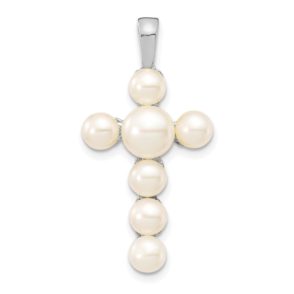 14KW 4-5mm and 5-6mm White Button FWC Pearl Cross Pendant