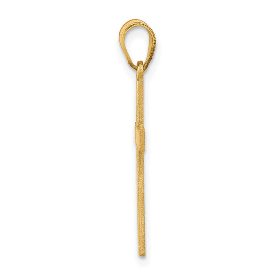 Gold Flat Etched Latin Cross Pendant