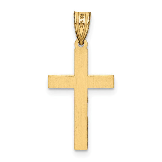 Gold Flat Etched Latin Cross Pendant