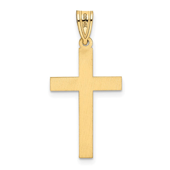 Gold Flat Etched Latin Cross Pendant