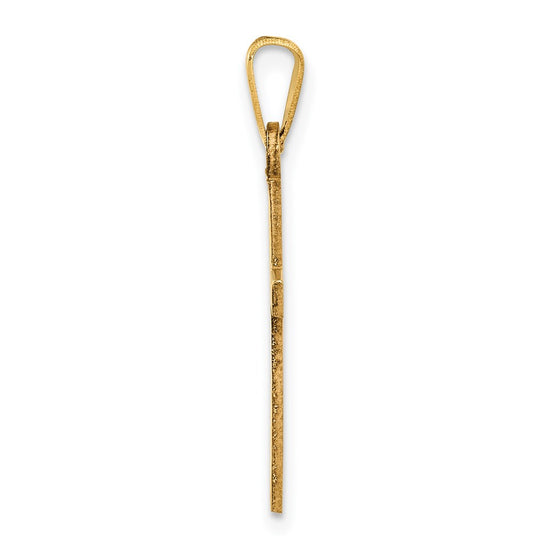 Gold Flat Etched Latin Cross Pendant