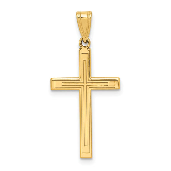 Gold Flat Etched Latin Cross Pendant