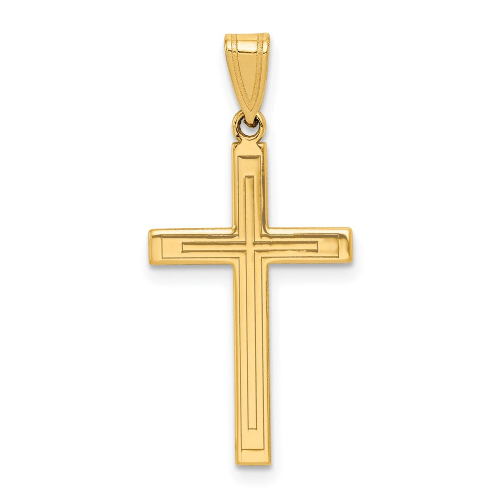 Gold Flat Etched Latin Cross Pendant