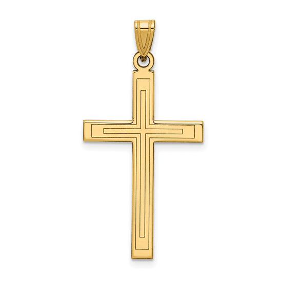 Gold Flat Etched Latin Cross Pendant