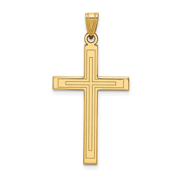 Gold Flat Etched Latin Cross Pendant