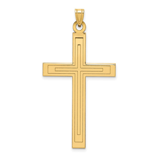 Gold Flat Etched Latin Cross Pendant