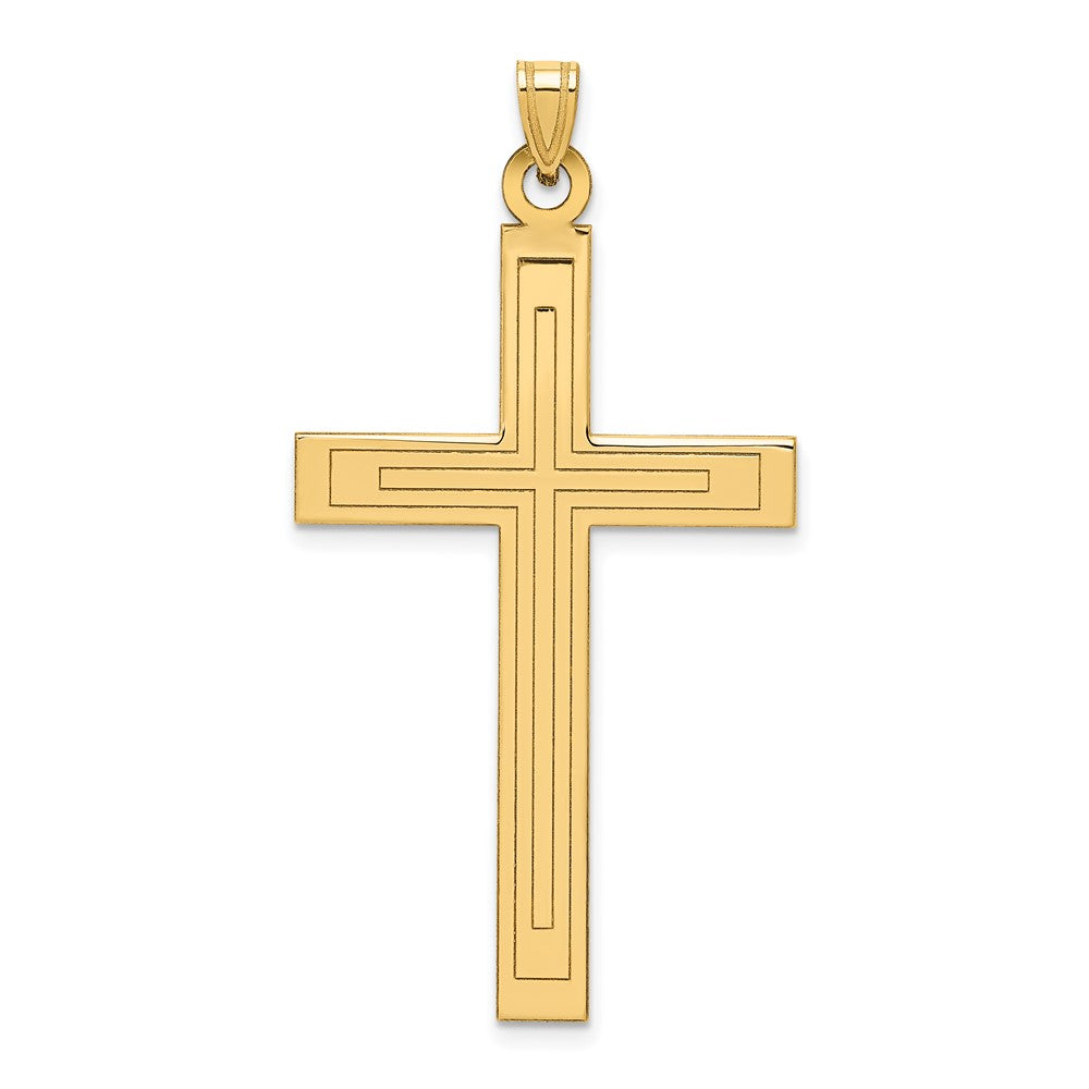 Gold Flat Etched Latin Cross Pendant