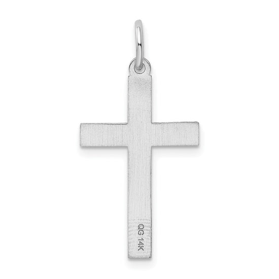 14K White Gold Laser Designed Floral Cross Charm